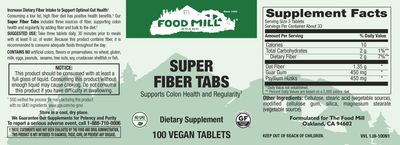 The Food Mill , Super Fiber Tabs Veg 100