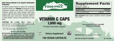 The Food Mill , Vitamin C Caps 1,000 Mg Veg Caps