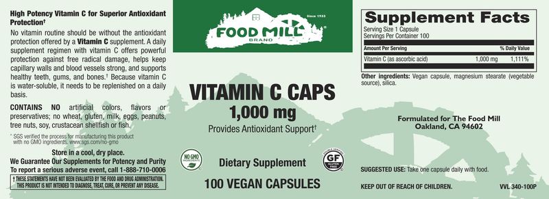 The Food Mill , Vitamin C Caps 1,000 Mg Veg Caps