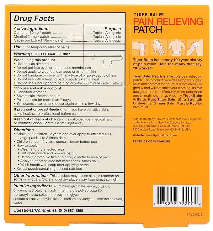 Tiger Balm , Tiger Balm Pain Relieving Patch - 5Ct
