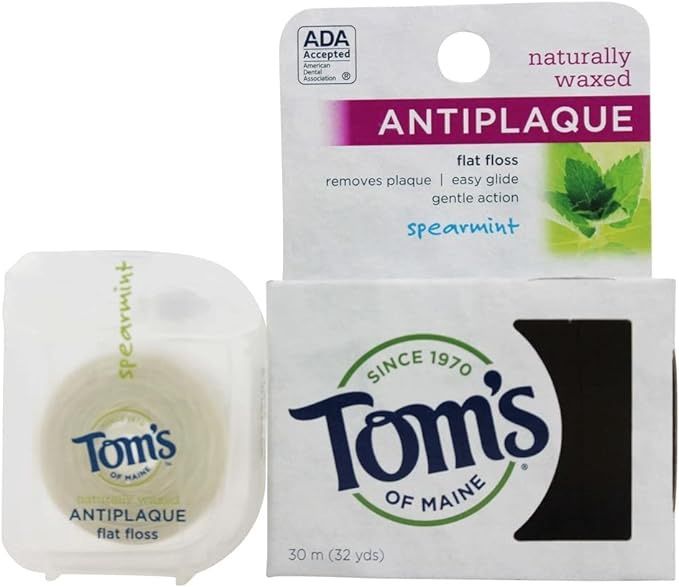 Tom's Of Maine, Naturally Waxed Antiplaque Flat Floss, Spearmint Tom's Of Maine, Naturally Waxed Antiplaque Flat Floss, Spearmint