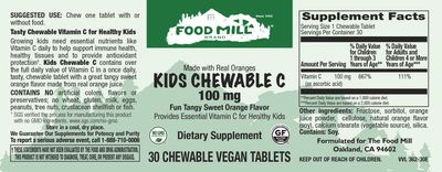 The Food Mill , Kids Chewable C 100 Mg Veg Tabs
