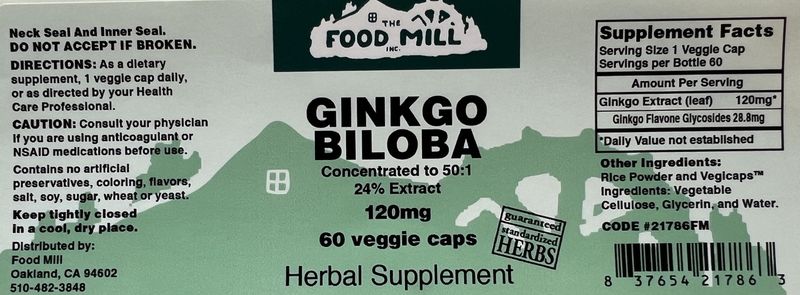 The Food Mill , The Food Mill Ginkgo Biloba - 120 Mg