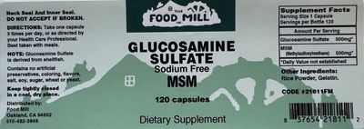The Food Mill , The Food Mill Glucosamine Sulfate + Msm 1000Mg The Food Mill , The Food Mill Glucosamine Sulfate + Msm 1000Mg