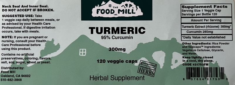 The Food Mill , Tumeric- 300 Mg The Food Mill , Tumeric- 300 Mg