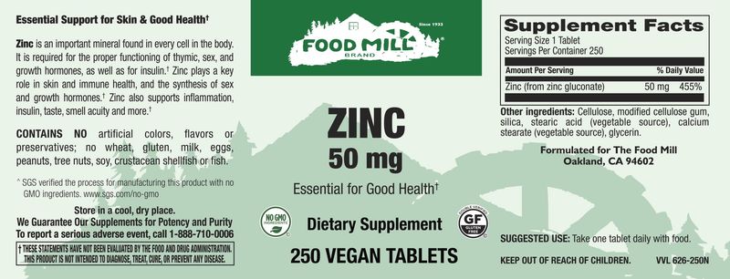 The Food Mill , Zinc 50 Mg Veg Tabs The Food Mill , Zinc 50 Mg Veg Tabs