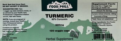 The Food Mill , The Food Mill Tumeric - 500Mg
