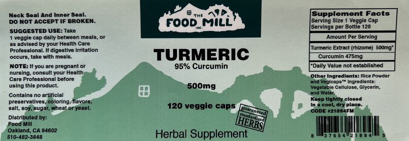 The Food Mill , The Food Mill Tumeric - 500Mg