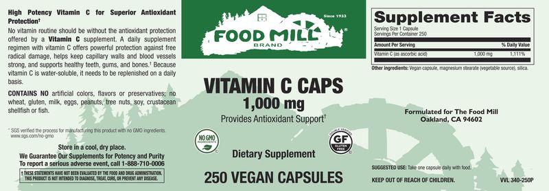 The Food Mill , Vitamin C Caps 1,000 Mg Veg Caps