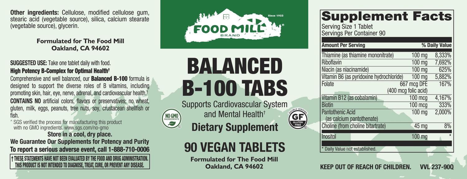 The Food Mill, Balance B-100 90 vegan tabs