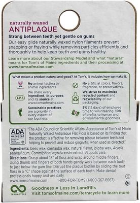 Tom's Of Maine, Naturally Waxed Antiplaque Flat Floss, Spearmint