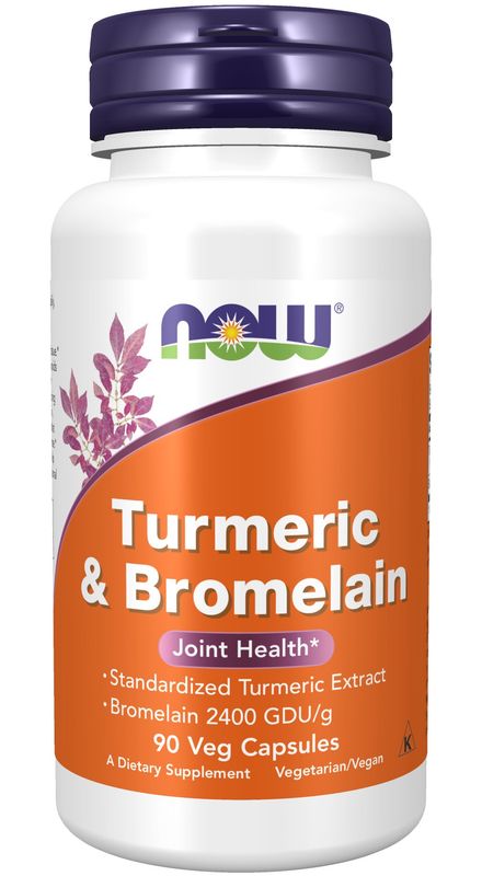 NOW Supplements , Turmeric & Bromelain - 90 Veg Capsules