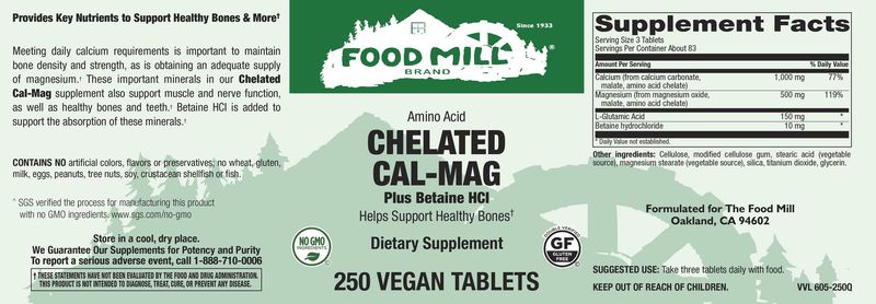 The Food Mill , Chelated Cal-Mag Plus Betaine Hcl Veg Tabs