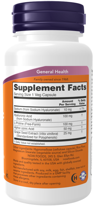 Now Supplements, Hyaluronic Acid 100 Mg 2X Plus 60 Caps