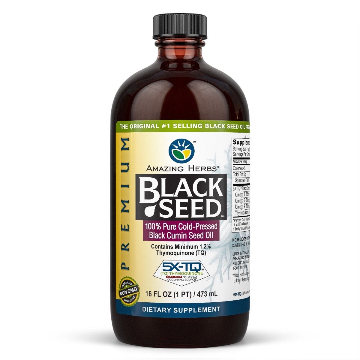 Amazing Herbs , Premium Black Seed Oil 16Oz