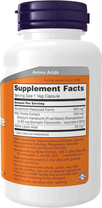 Now Supplements , Glutathione 500 Mg - Veg Capsules