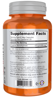 Now Sports, Creatine Monohydrate 750 Mg 240 Veg Caps