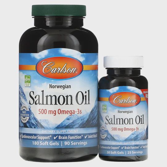 Carlson Laboratories , Norwegian, Salmon Oil, 500 Mg, 180 + 50 Soft Gels