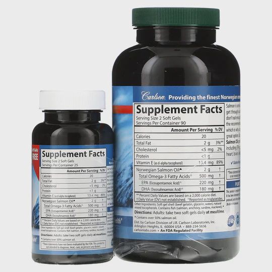 Carlson Laboratories , Norwegian, Salmon Oil, 500 Mg, 180 + 50 Soft Gels