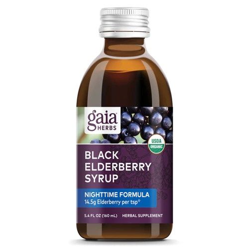 Gaia Herbs, Black Elderberry Night Time Syrup 5.4oz