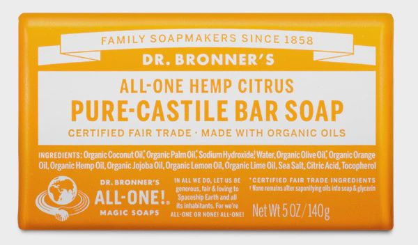 Dr Bronner , Pure Castile Soap Bar -Citrus