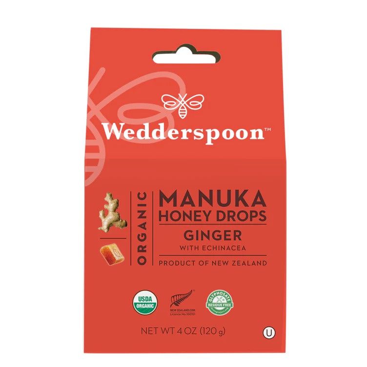 Wedderspoon, Organic Honey Drops Ginger 20 Count