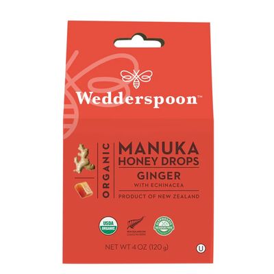 Wedderspoon, Organic Honey Drops Ginger 20 Count Wedderspoon, Organic Honey Drops Ginger 20 Count