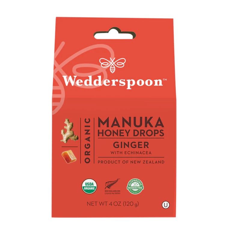 Wedderspoon, Organic Honey Drops GINGER 20 Count