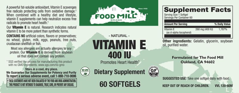 The Food Mill , Vitamin E 400 Iu Softgels