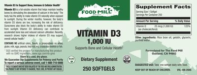 The Food Mill , Vitamin D3 1,000 Iu Softgels