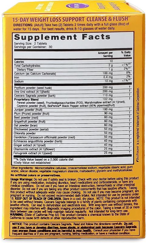Natures Secret , 15-Day Weight Loss Support, Cleanse & Flush