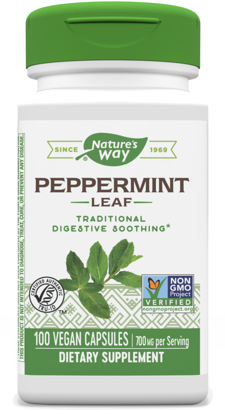 Natures Way , Peppermint Leaf / 100 Veg Capsules, CAPSULE: 100 vegan capsules