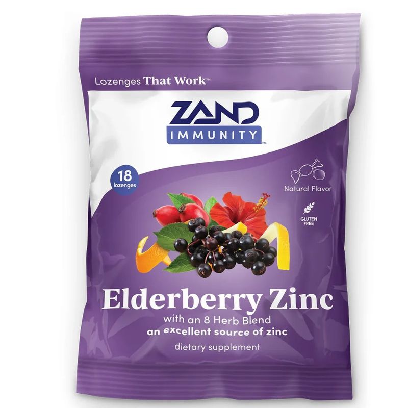 Zand, Elderberry Zinc Lozenges, 18 Losenges Zand, Elderberry Zinc Lozenges, 18 Losenges