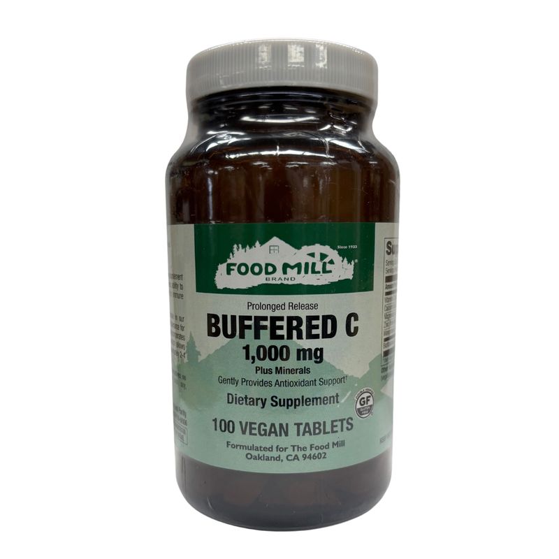 The Food Mill, Buffered C, 1,000mg, 100 Vegan Tabs The Food Mill, Buffered C, 1,000mg, 100 Vegan Tabs