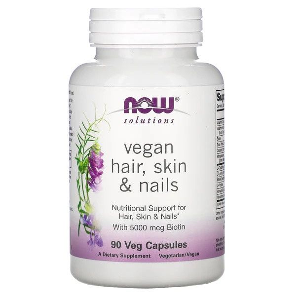 NOW, Vegan Hair, Skin & Nails, 90 Veg Caps