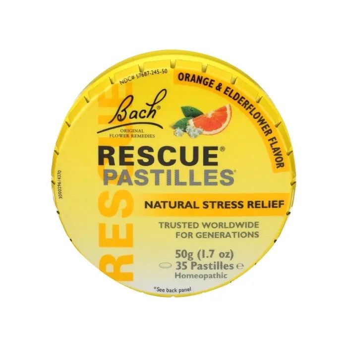 Bach Flower, Rescue Remedy with Orange And Elderflower, 35 Pastilles