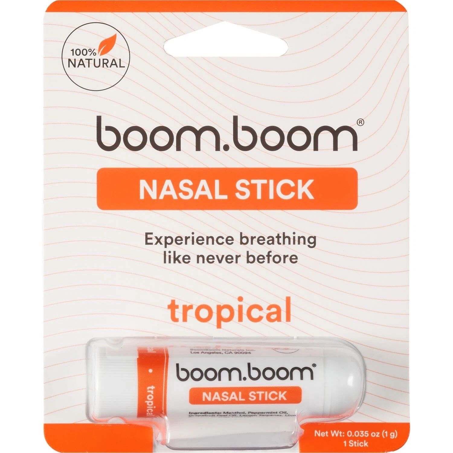 boom.boom, Nasal Stick, 100% Natural, Tropical, 1 Stick