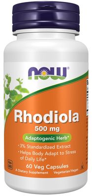 Now, Rhodiola 500mg 60 Veg Capsules