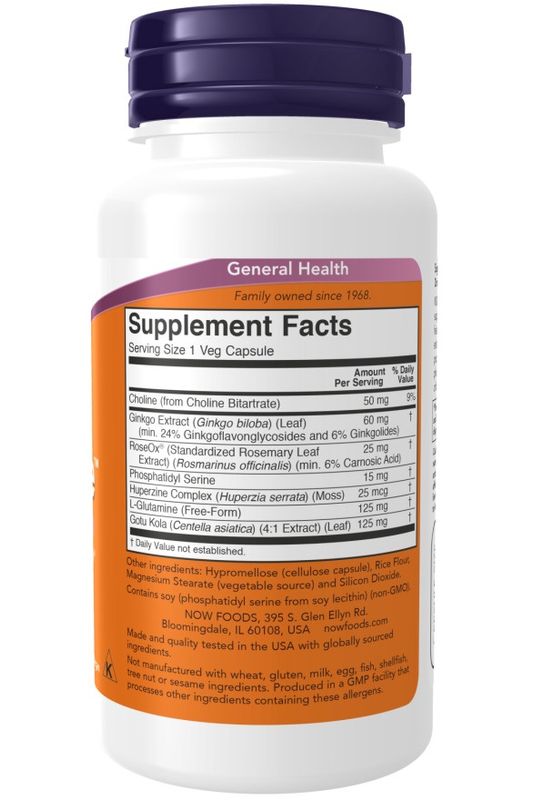 NOW Supplements, Brain Elevate™, Featuring Ginkgo Biloba, RoseOx® and Phosphatidyl Serine, 120 Veg Capsules
