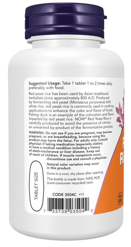 NOW Supplements, Red Yeast Rice (Monascus purpureus) 1,200 mg, Nutritional Support, 60 Tablets