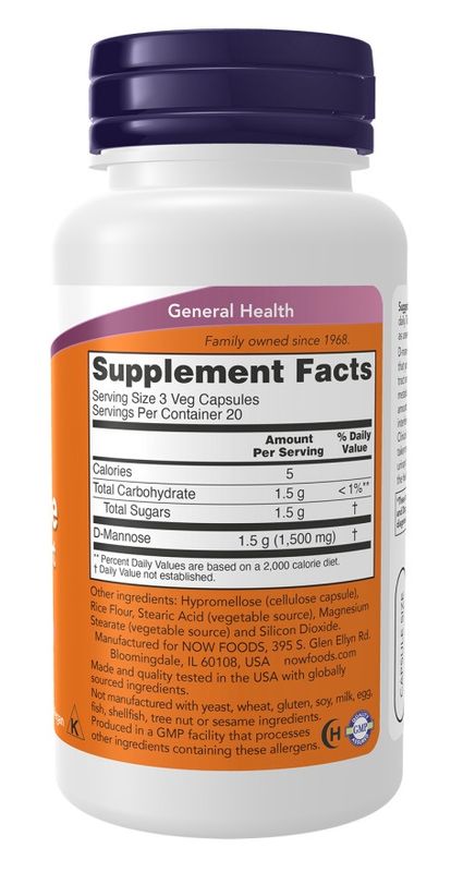 Now, D-Mannose Urinary Support 500 mg 100 veg caps