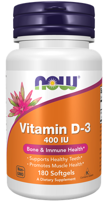 Now, Vit D-3 400 iu 180 Softgels