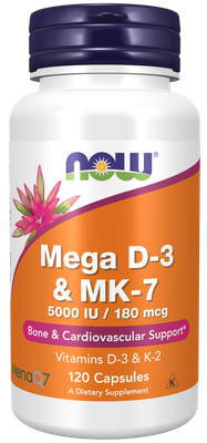 Now Supplements, Mega D-3 & Mk-7 120 Caps Now Supplements, Mega D-3 & Mk-7 120 Caps