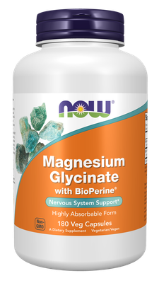 Now Supplements, Magnesium Glycinate With Bioperine, 180 Veg Caps