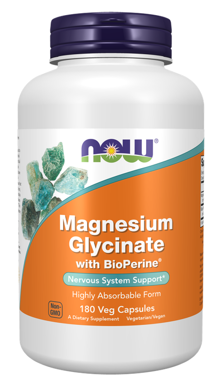 Now Supplements, Magnesium Glycinate With Bioperine, 180 Veg Caps