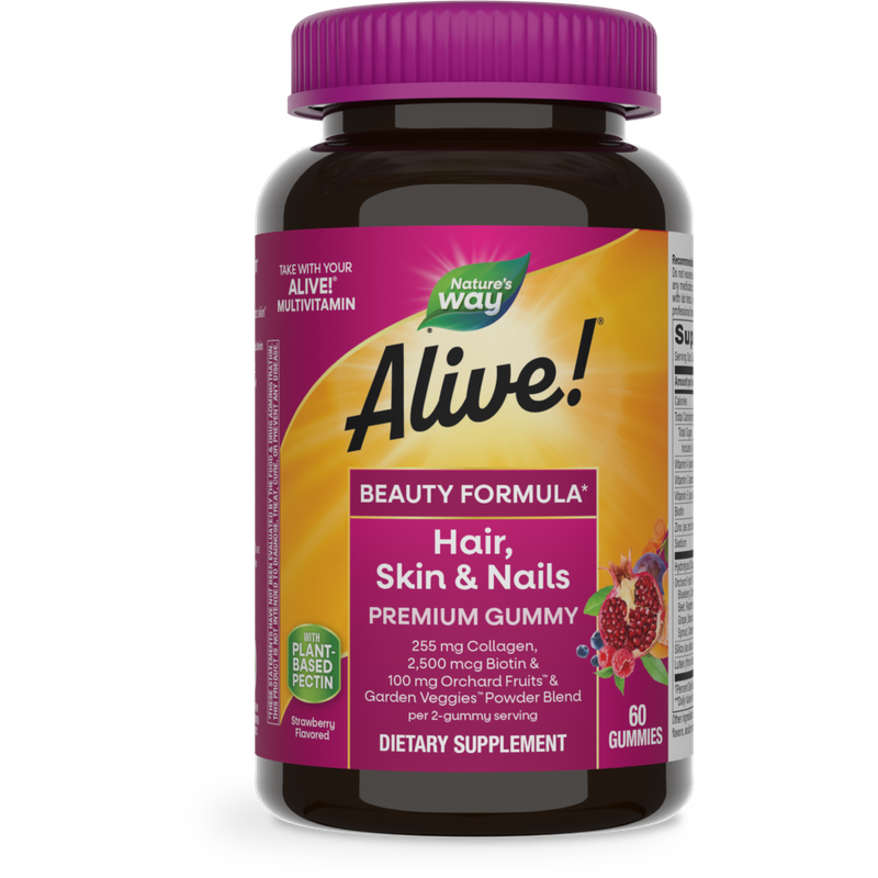 Natures Way , Alive!  Hair, Skin & Nails Gummies - 60 Ct