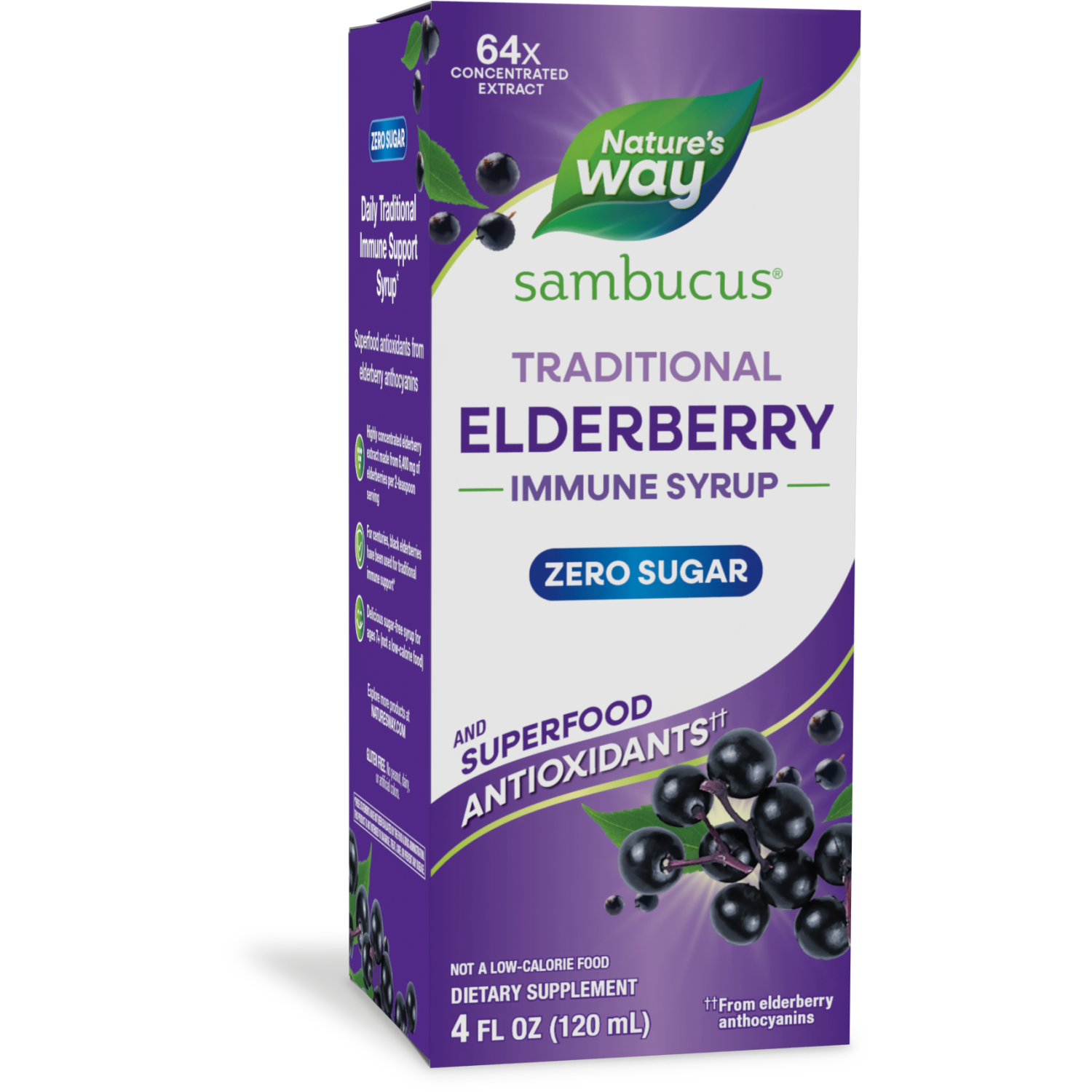 Nature's Way, Sambucus Zero Sugar Trad Imm Syrup 4 oz Nature's Way, Sambucus Zero Sugar Trad Imm Syrup 4 oz