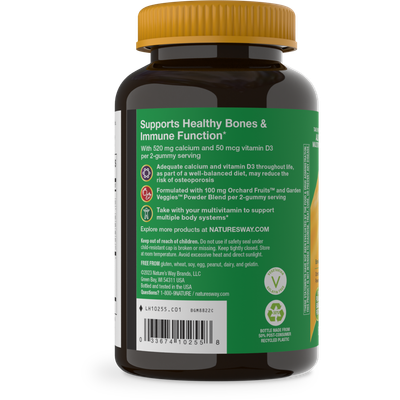 Natures Way , Alive! Calcium + D3 Gummies - 60 Ct