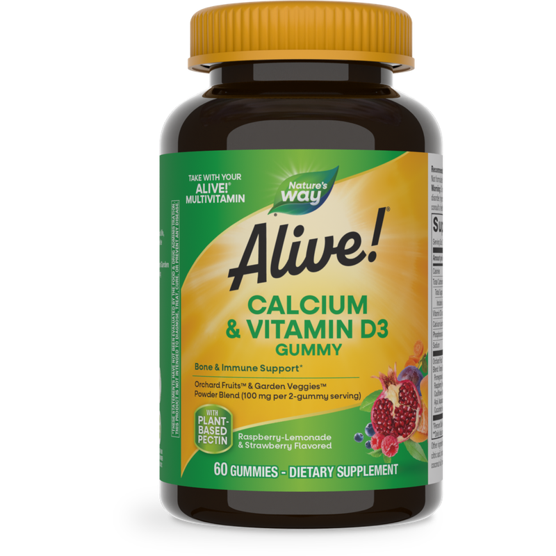 Natures Way , Alive! Calcium + D3 Gummies - 60 Ct Natures Way , Alive! Calcium + D3 Gummies - 60 Ct