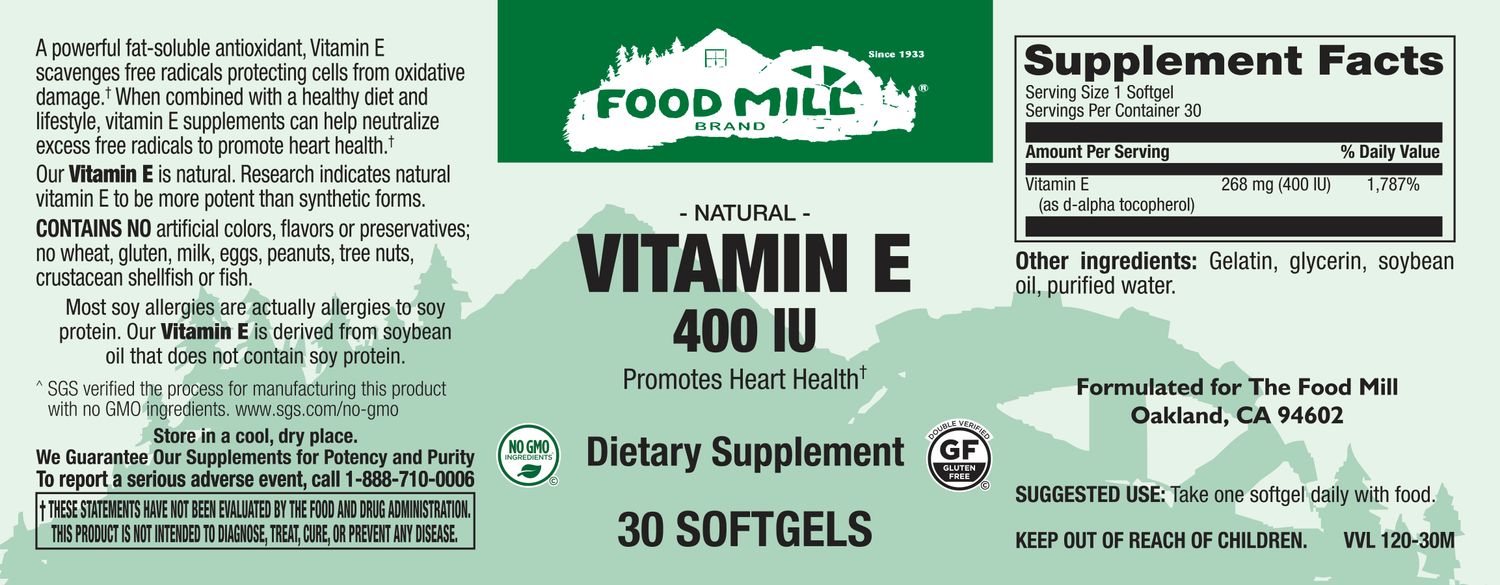 The Food Mill , Vitamin E 400 Iu Softgels The Food Mill , Vitamin E 400 Iu Softgels